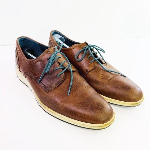 Ecco Other - Ecco Mens Brown w/ Teal Laces Loafers Size 45